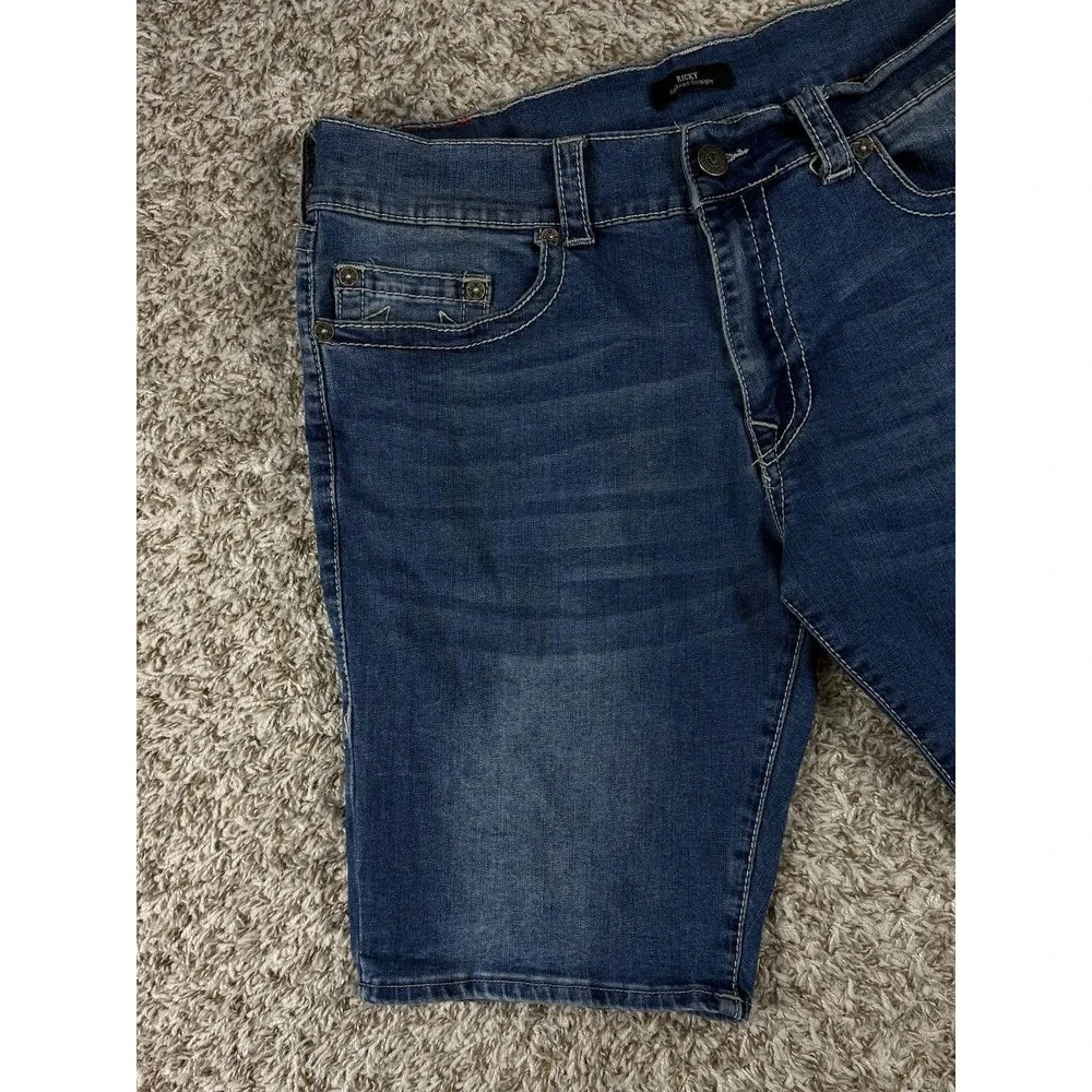 True Religion Ricky Big T Shorts Relaxed Straight Denim Blue Size 36